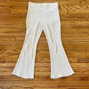 Aerie Cream Waffle Knit Flare Pants Size Large